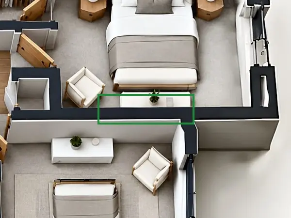 3D floor plan, the same spot fixed.