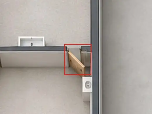3D floor plan, as first drawn, the mistake boxed in red: A door at the east end of the primary bedroom's garden wall.