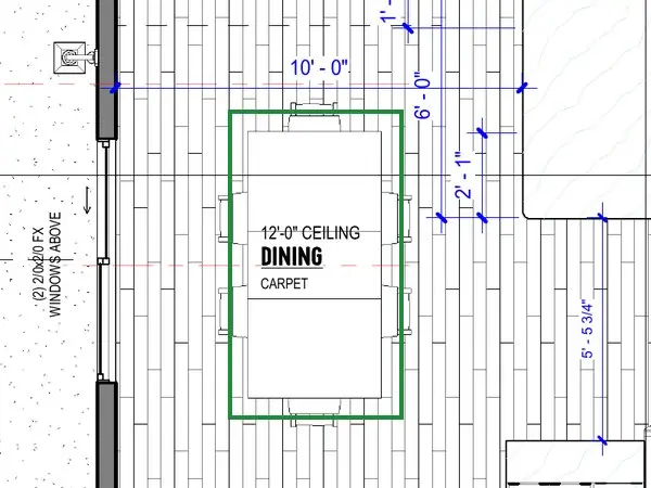 A2.1 · floor plan, boxed in green where it shows what belongs there: A2.1 has six: two on each side and one at each end.