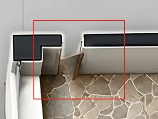 3D floor plan, as first drawn, the mistake boxed in red: A door stood in the garage's south wall.
