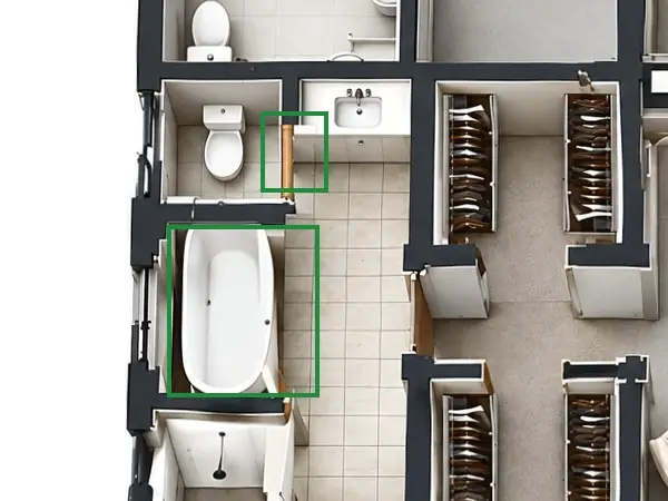 3D floor plan, the same spot fixed.