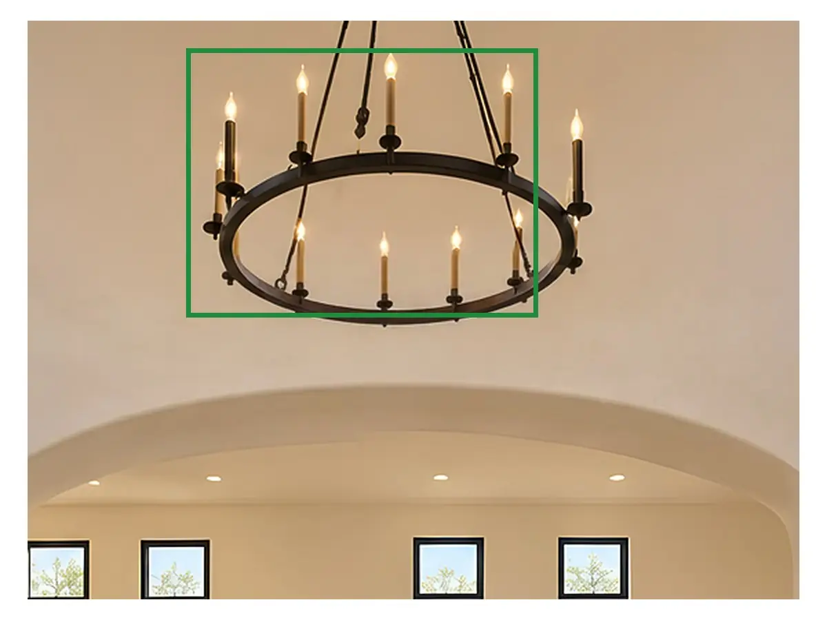 13 · the approved photo, boxed in green where it shows what belongs there: 13, 15 and 16 show the same chandelier with one ring.