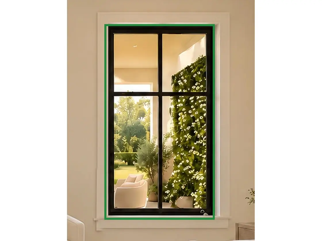 18 · the approved photo, boxed in green where it shows what belongs there: The same window shows four panes in 11 and 18.