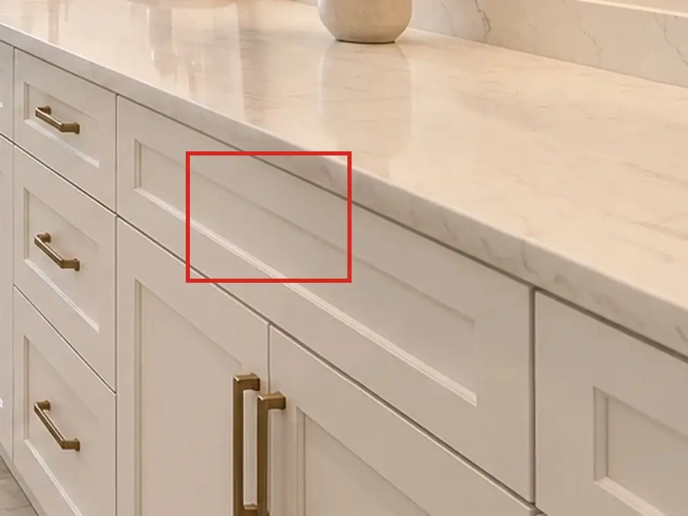 Laundry, as first drawn, the mistake boxed in red: One drawer front had no pull, so it couldn't be opened.